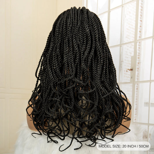 Synthetic Twist Braided Wigs for Black Women Wave Knotless Box Braids Wig 20 Inches Lace Frontal Lightweight Braiding Wigs