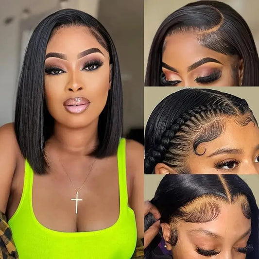 Cheap Short Bob Wigs Human Hair Lace Front Wigs For Black Women Wholesale Raw Indian Remy Pre Plucked Straight Hair Wig Vendor