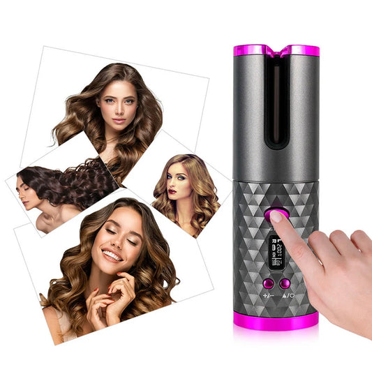 Cordless Hair curler Cordless temperature adjustable USB charging portable automatic rotating hair curler hair styling tool