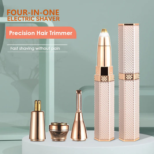 Electric Razor for Women New 4 In 1 Lady Shaver Eyebrow Trimmer Nose Hair Epilator Rechargeable Eyebrow Trimmer