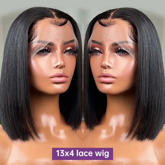 13x4 Lace Front Bob Wig Short Straight Human Hair Wigs For Black Women Brazilian 4x4 Closure Lace Wig Pre Plucked Remy Hair