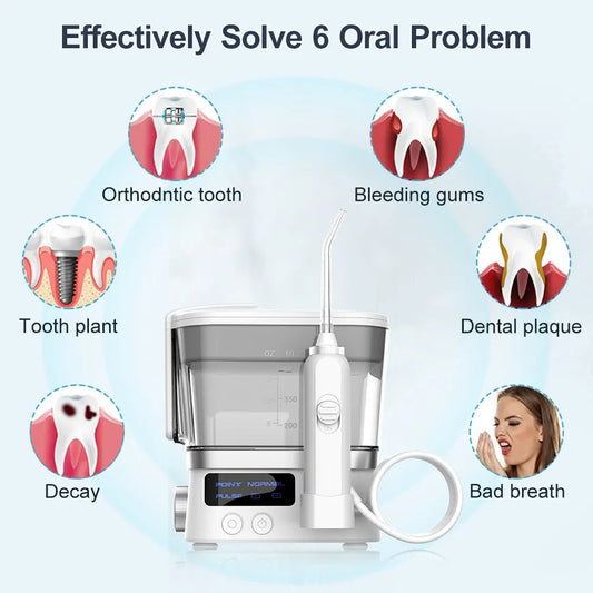 Oral Irrigator USB Rechargeable 10 Levels Water Flosser Portable Dental Water Jet 600ML Water Tank Household Teeth Cleaner