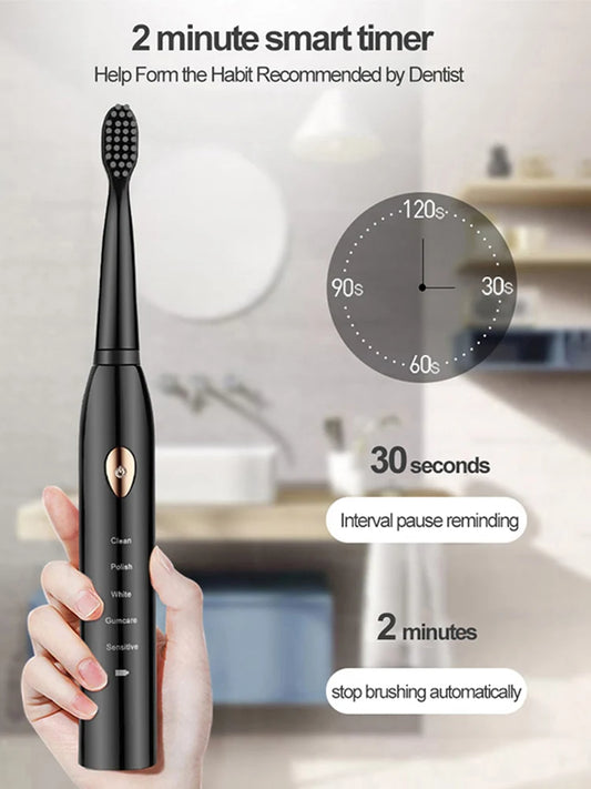 Ultrasonic Sonic Electric Toothbrush For Adult Rechargeable Tooth Brushes Washable Electronic Whitening Teeth Brush Timer Brush