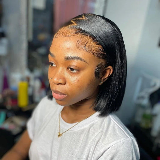 Straight Short Bob Human Hair Wigs Brazilian Glueless 13X4 Lace Front Wig For Women Transparent Lace 4x4 Closure Wig Pre Plucked