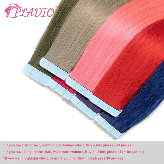 Colorful Tape in Human Hair Extension Straight Skin Weft PINK PURPLE Hair Extension Real European Natural Hair Extension 2g/pc