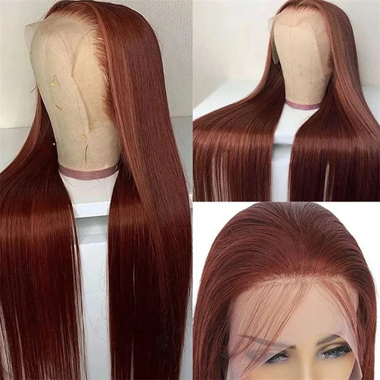 13x4 Reddish Brown Lace Front Human Hair Wigs 13x6 HD Lace Frontal Wig Bone Straight Copper Red Lace Front Wig Pre Plucked