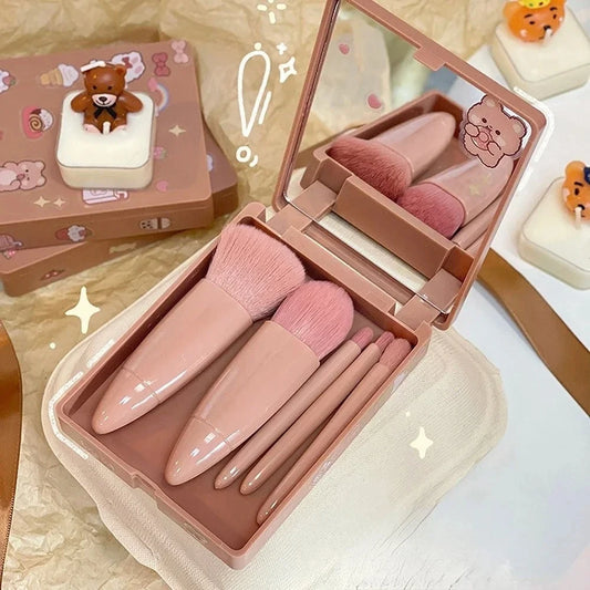 5pcs/set Portable Makeup Brushes Mini Foundation Brush Eyeshadow Brush Set Fiber Soft Makeup Brushes for Women Makeup Beginner