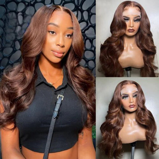 Body Wave 13x4 HD Lace Front Wig Human Hair Pre Plucked Lace Closure Wig For Black Women Brazilian Virgin Lace Wig #4 Dark Brown