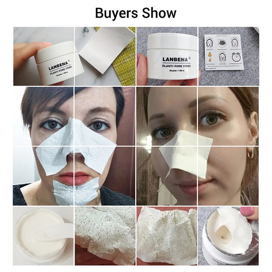 60 Pieces Blacking Removing Facial Mask Deep Cleaning Skin Removing Nose Blackhead Pore Strip Exfoliating Acne Skin Care Product