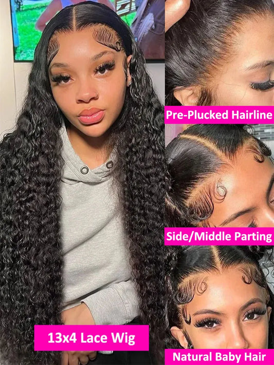 Water Wave HD Lace Wig 13x6 Human Hair Brazilian Transparent 13x4 Lace Front Human Hair Wigs For Women PrePlucked Remy Cury Wigs
