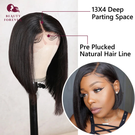 Beauty Forever Short BOB Wig Lace Front Human Hair Wigs 13x4 Short Brazilian Straight BOB Lace Wig For Black Women