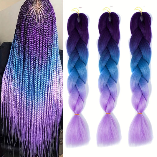 3 Pcs Jumbo Braid Crochet Braids Hair Extension 3 Tones Ombre Jumbo Braiding Braiding Hair Synthetic Fiber Hair For Braiding