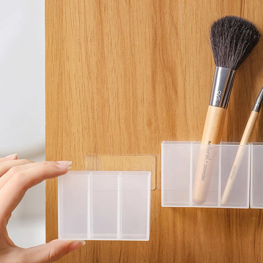 Wall Mounted 3Grids Organizer Mirror Cabinet Self-adhesive Small Objects Storage Box Eyebrow Pencil Lipstick Lip Glaze Organizer