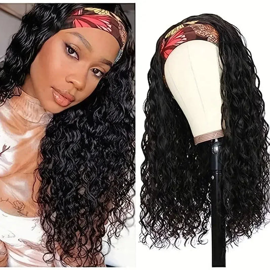 Headband Wig Human Hair Kinky Curly Human Hair Wigs for Black Women Wigs Human Hair Deep Wave Human Hair 180% Density Wig