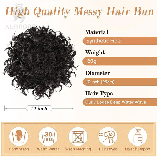 Short Afro Puff Kinky Curly Drawstring Hair Bun Wig Hair Ponytail Clip In Hair Bun Chignon Updo Synthetic HairPiece for Women