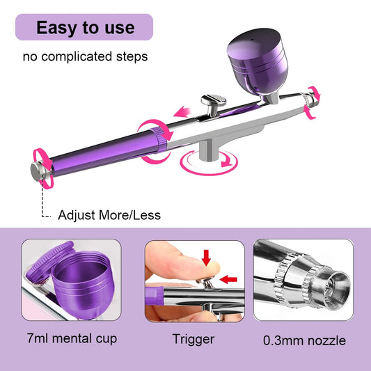 Airbrush Nails Kit Accessories Airbrush Spray Gun With Cups Airbrush Cleaning Kit Replacement For Nails Painting Cake Decorating