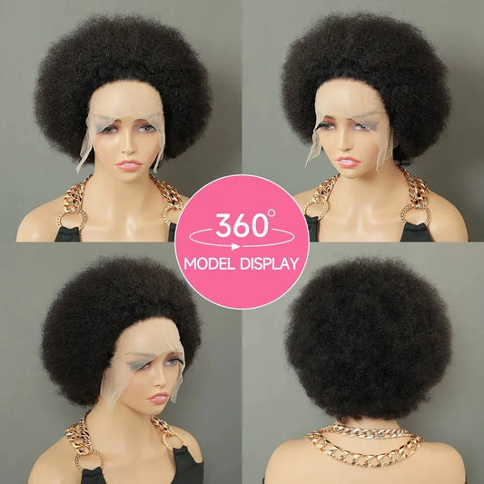 Afro Kinky Curly Wig with Bangs Human Hair Glueless Afro Kinky Curly Human Hair Wig With Bang Full Machine Made Wigs For Women