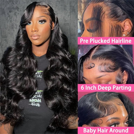 13x6 HD Body Wave Lace Front Wig Human Hair Pre Plucked Glueless Wigs Human Hair 180% Density Body Wave Lace Front Wig for Women