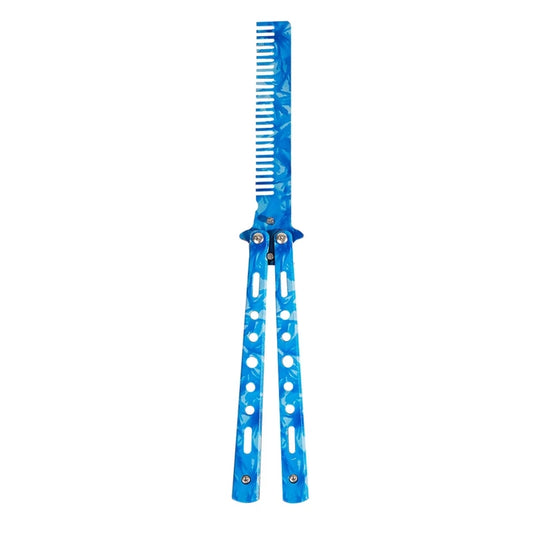1pc Foldable Comb Stainless Steel Practice Training for Butterfly Knife Combs Beard Moustache Brushes Hairdressing E0BD