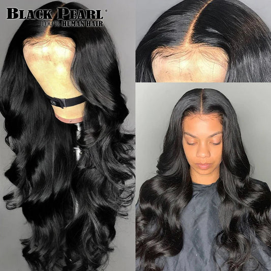 Body Wave Lace Front Human Hair Wig for Black Women Pre Plucked Brazilian Middle Part Loose Wave Transparent Lace Frontal Wigs