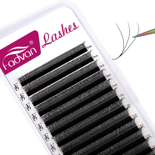 Fadvan 3D W Lashes 0.07 C/D Premade W Fan Lash Extensions Natural Soft Black/Brown W Style Lashes Faux Mink Individual Lashes