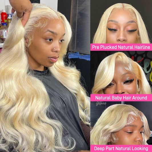 13x4 13x6 HD Transparent 613 Lace Frontal Wig Honey Blonde Color Brazilian Remy Body Wave Lace Front Human Hair Wigs for Women