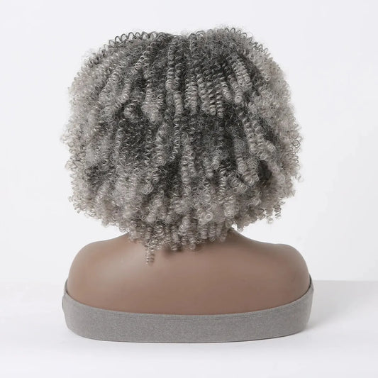 Ash Blonde Afro Kinky Curly Wig Short Kinky Curly Wigs for Black Women With Bangs Synthetic Hair Natural Glueless Fluffy Wigs