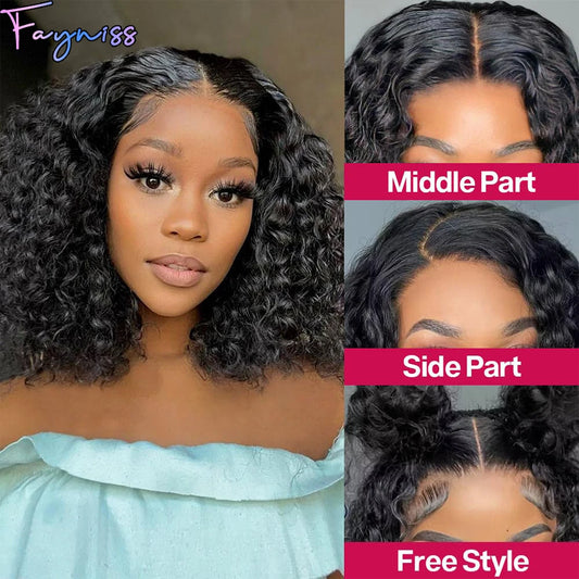 Fayniss Glueless Water Wave Bob Wigs For Women Wear And Go Glueless Human Hair Wig 100% Human Hair Human Hair Wigs Pre Cut