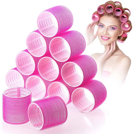Self-Grip Hair Rollers Heatless Hair Curlers No Heat Hair Bang Volume Self-adhesive Hook &amp Loop DIY Styling Tool Random Color