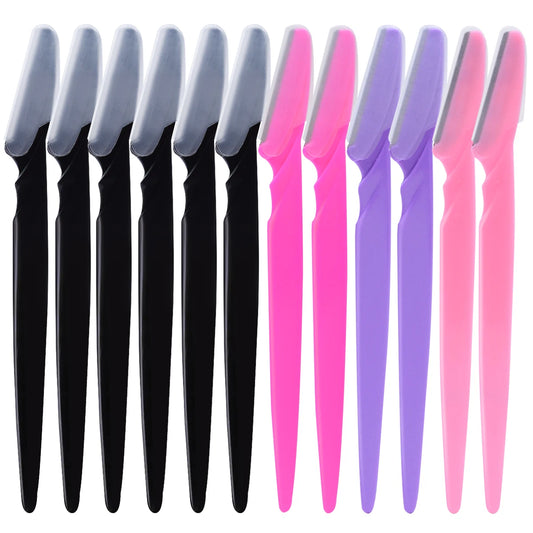 12 Pcs Safe Eyebrow Razor Women Face And Body Trimmer Hair Shaver Eye Brow Remover With Cover Small Makeup Tools Set