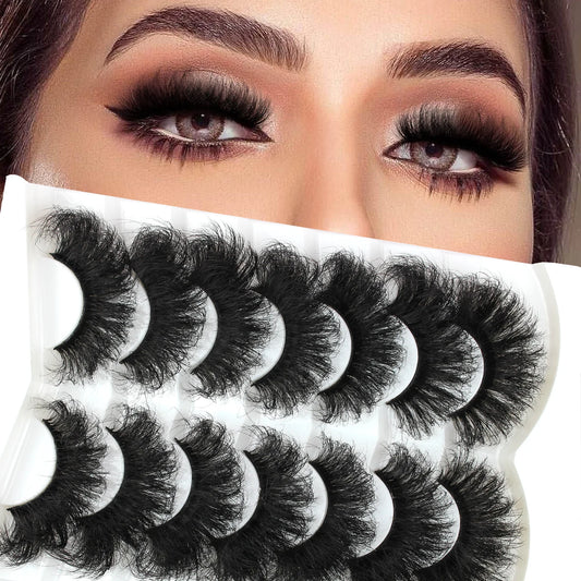 7 Pairs Fluffy False Eyelashes, Naturally Soft & Thick 9D Faux Mink Eyelashes , Enhance Eye Makeup