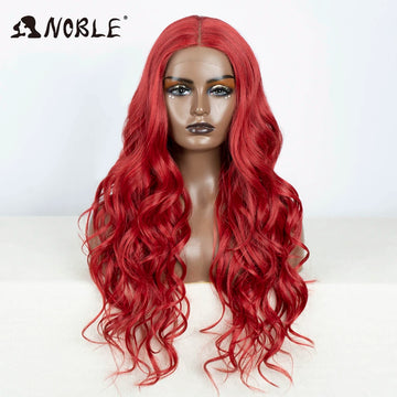 Noble Cosplay Lace Front Wig Synthetic 30 Inch Long Wavy Red Wig 0mbre Blonde Wig Synthetic Lace Front Wigs For Women Lace Wig