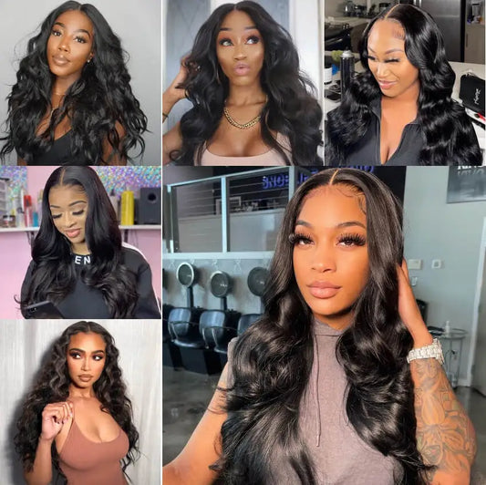 Sleek Human Hair Wigs For Women Loose Deep U Part Wig Short Brazilian Hair Wigs Glueless Natural Black Body Wave U Part Wigs