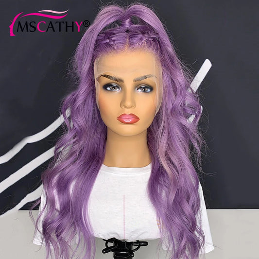 Light Purple Color Lace Front Wigs For Women Human Hair 13X4 HD Transparent Lace Wig Brazilian Remy Hair Wig Glueless Preplucked