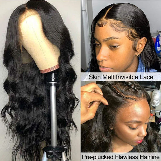 Body Wave Lace Front Human Hair Wigs 13X4 HD Transparent Lace Frontal Wig PrePlucked 4x4 Brazilian Body Wave Closure Wig