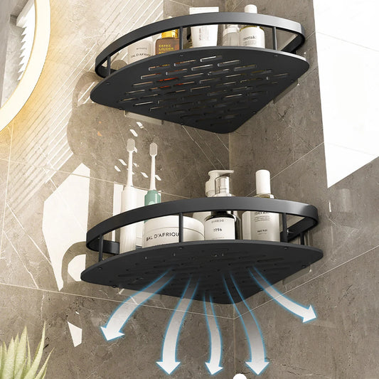 Bathroom Shelf Kitchen Storage Organizer Aluminum Alloy Shower Shelf Bathroom Accessories No Drilling Wall Shelf
