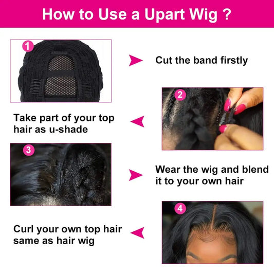 Sleek U Part Wig Body Wave Human Hair Wigs For Women Brazilian Remy Hair Glueless Human Hair Wavy Upart Wig Natural Black Wigs