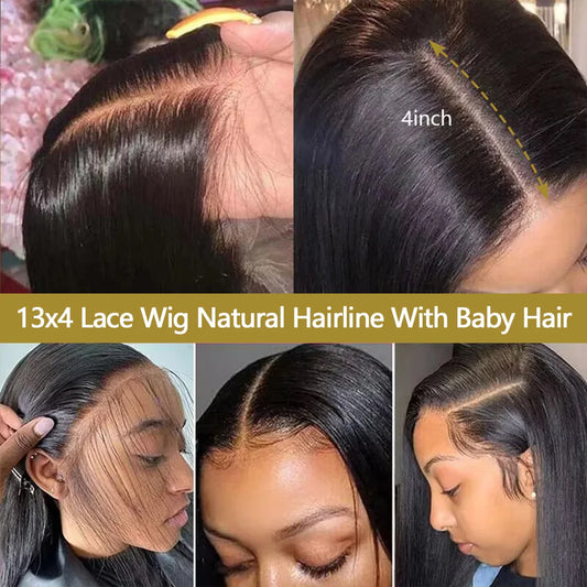30 Inch Straight Lace Front Wig 13x4 HD Transparent Lace Front Human Hair Wig Peruvian Remy Natural Human Hair Wigs For Women