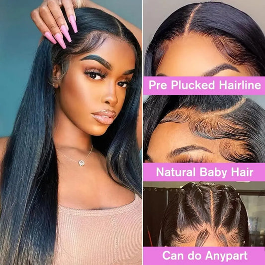 Brazilian Bone Straight 13x4 Transparent Lace Front Human Hair Wigs 4X4 Lace Closure Wig