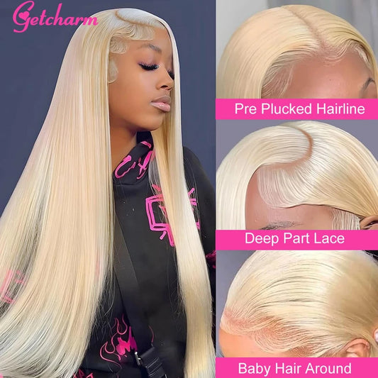 613 Blond 13x4 Lace Frontal Wig Human Hair for Women 13x4 Straight HD Transparent Lace Front Wigs 5X5 Glueless Lace Closure Wig