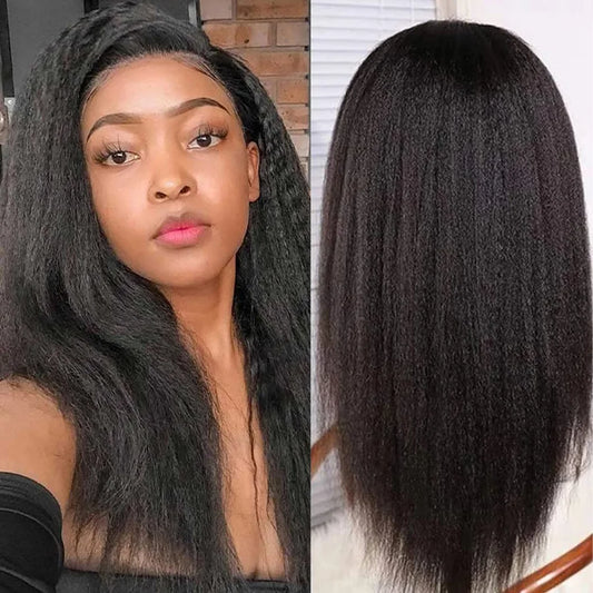 Kinky Straight Human Hair Wigs Glueless wig Human Hair Wigs Ready To Wear Human Hair Lace Frontal Wig Brazilian Wigs On Sale