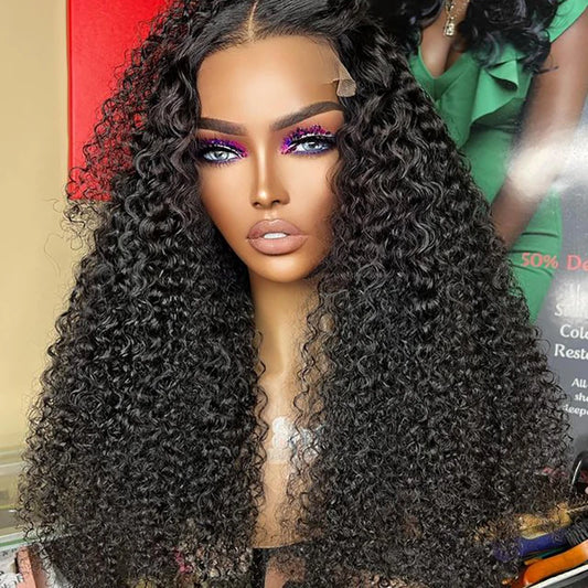 Kinky Curly  Synthetic Lace Front Wig For Black Women Baby Hair Soft  Long Glueless Preplucked Heat Resistant
