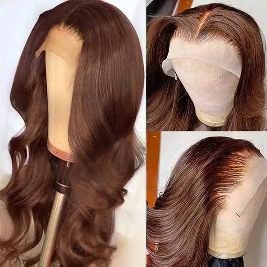 13x4 Brown Body Wave Lace Front Wig Hd Transparent Lace Frontal Wig Chocolate Brown Colored Human Hair Wigs For Women Remy