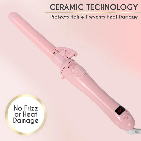 Clipped Curling Iron 1 Inch Professional Hair Curler 25MM Rotating Curling Wand Ceramic Curling Irons Hair Waving Style Tool