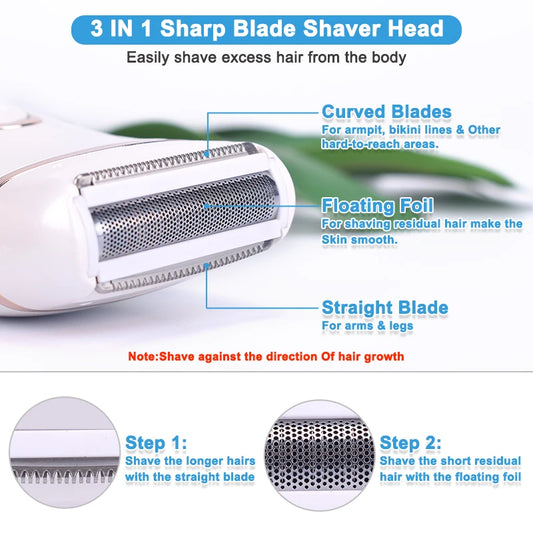 Electric Razor Painless Lady Shaver For Women USB Charging Bikini Trimmer For Whole Body Waterproof LCD Display Wet &