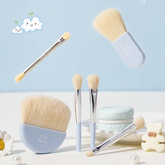 6pcs Students Travel Makeup Brushes Portable Cosmetic Powder Foundation Blush Blending Concealer Beauty Make Up Brushes Set