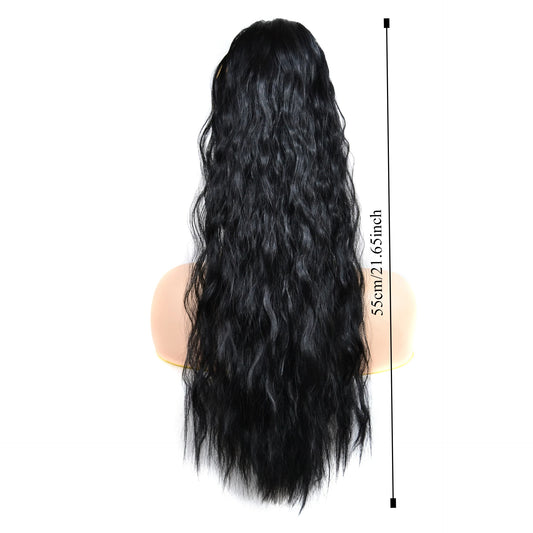 Long Curly Drawstring Ponytail Synthetic Ponytails for Women Black Blonde Ponytail Clip in Hair Extensions for Daily Cosplay