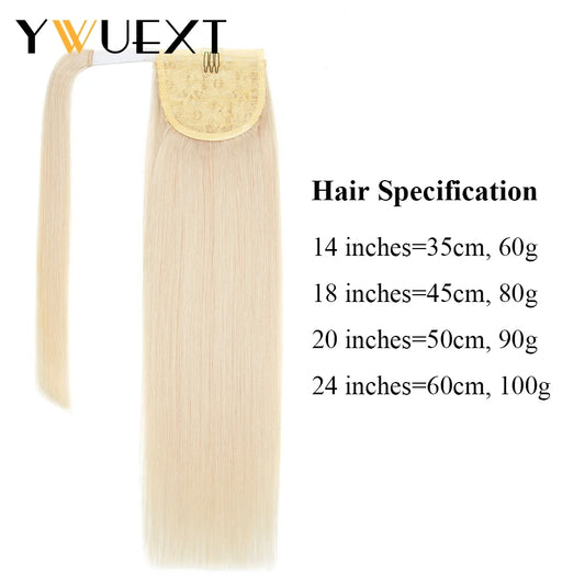 YWUEXT Ponytail Human Hair Extensions Natural Real Human Hair Bonde Ponytail Hair Straight 14'' 18'' 20'' 24''