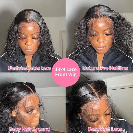 13X4 Glueless Mongolian Kinky Curly Lace Front Wigs For Women Preplucked With Baby Hair Curly 12A Human Hair Wigs Deep Curls Wig