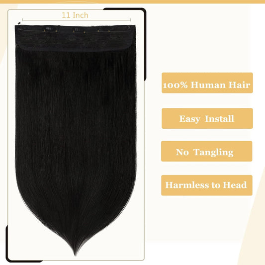 Straight Natural Black #1 Hair Extensions with Invisible Secret Fish Line Real Human Hair 16-26 Inch 120g For Salon High Quality